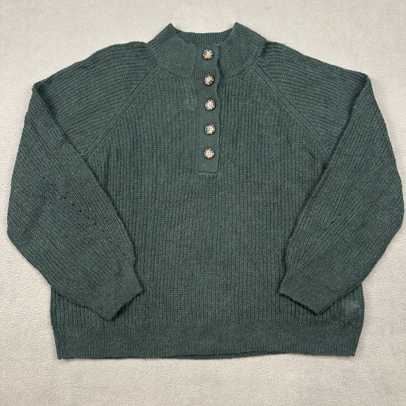 Marine Layer Evelyn Wool Alpaca Blend Knit Sweater Womens XL Green Winter Cozy - Picture 5 of 11